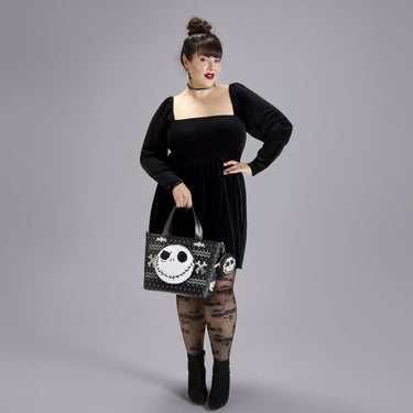 Loungefly Disney The Nightmare Before Christmas Jack Skellington Reversible Sequins Tote Crossbody Bag with Coin Bag